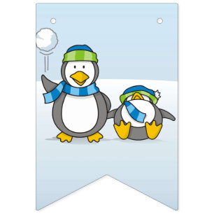 Bannière À Fanions Pingouins à neige
