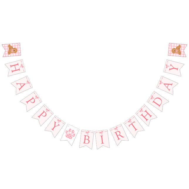 Bannière À Fanions Pink Bow Golden Doodle Birthday Banner Flags (Tout)