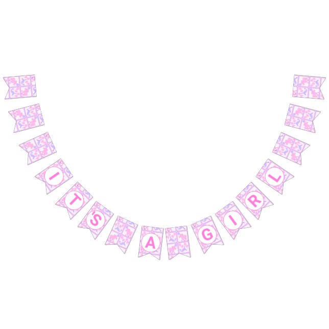 Bannière À Fanions Pink Circus mignon Motif Baby Girl Baby shower (Tout)