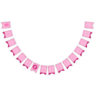 Bannière À Fanions Pink Dream Editable Initial & Age