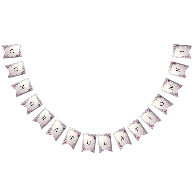 Bannière À Fanions Pink Floral Frame Bunting Flag (Tout)