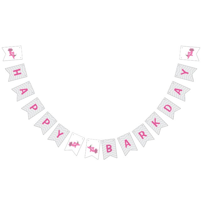 Bannière À Fanions Pink Happy Barkday Bunting Banner Wiener Chien (Tout)