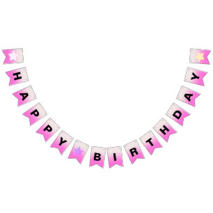 Bannière À Fanions Pink Ombre Gradient Joyeux anniversaire