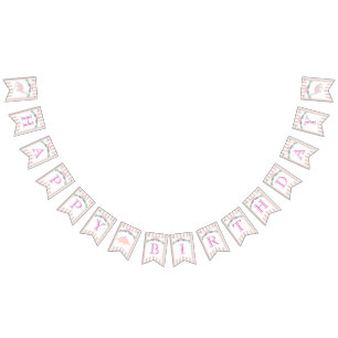 Bannière À Fanions Pink Pastel Dinosaur Anniversaire Bandeau de la fê