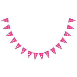 Bannière À Fanions Pink Plaid C'est une fille Baby shower Bunting