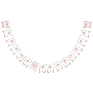 Bannière À Fanions Pink Silver Royal Crown Princess Joyeux anniversai