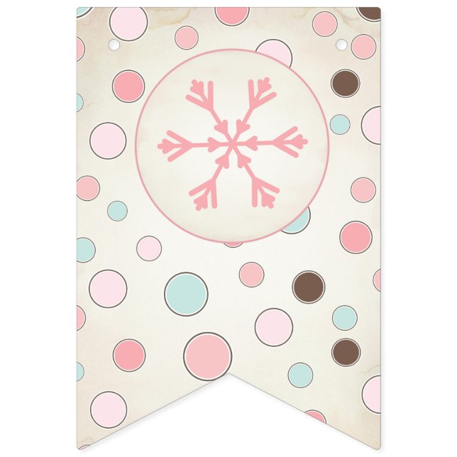 Bannière À Fanions Pink Winter Wonderland Girl Birthday Banner (Premier drapeau)