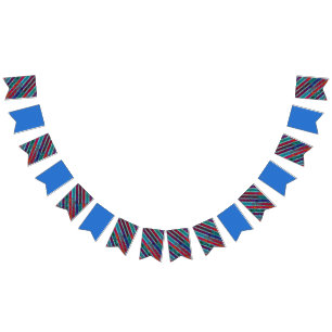 Bannière À Fanions Pinstripe Vin contemporain Bleu / Design bleu