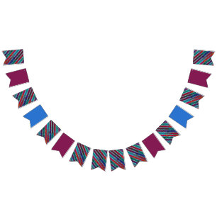 Bannière À Fanions Pinstripe Vin Contemporain Bleu / Design mixte