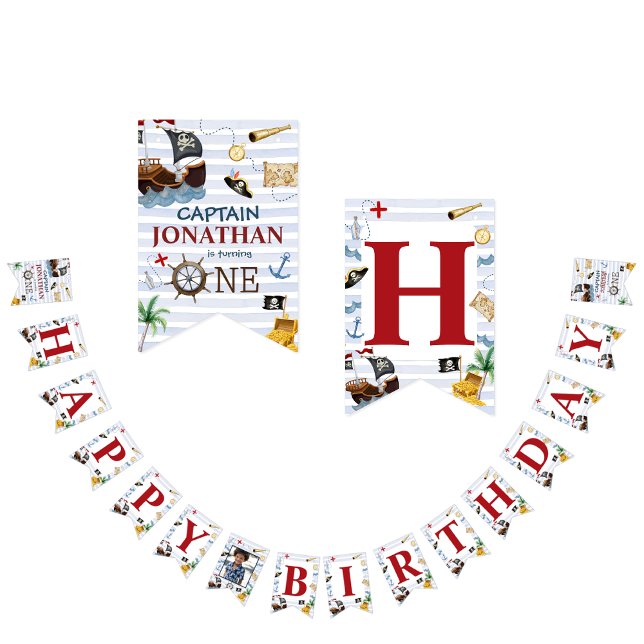 Bannière À Fanions Pirate 1er Joyeuse fête d'anniversaire (Créateur téléchargé)