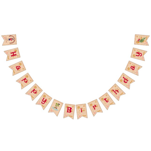 Bannière À Fanions Pirate Girl Treasure Map Amusant Anniversaire Fête (Tout)