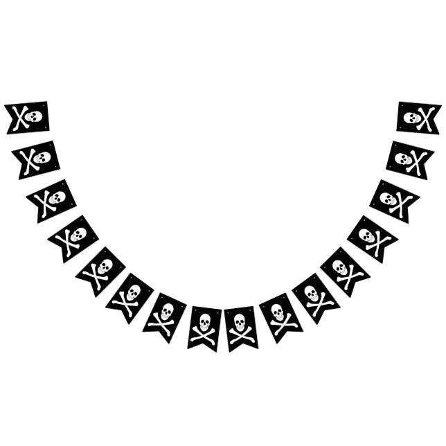 Bannière À Fanions Pirate Party (Crâne et os croisés) (Jolly roger) (Tout)