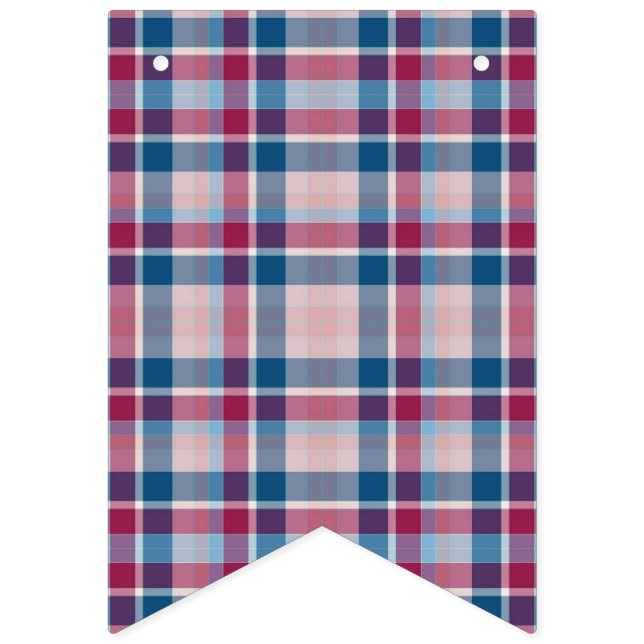 Bannière À Fanions Plaid bleu et rouge. (Premier drapeau)