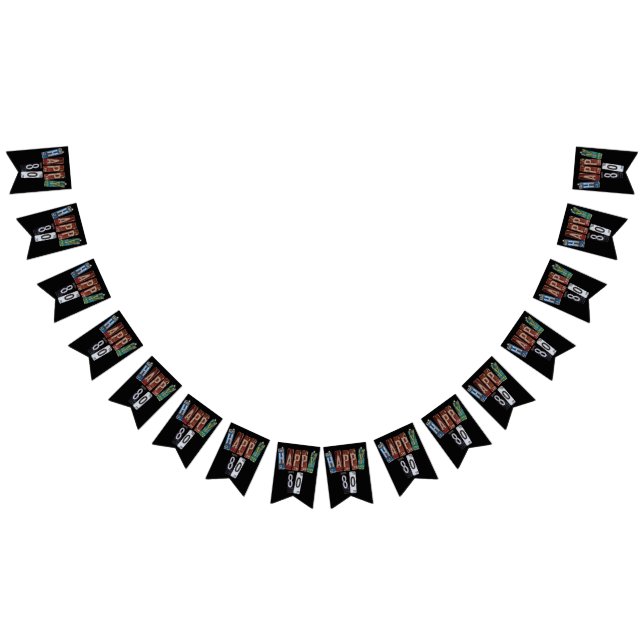 Bannière À Fanions plaque d'immatriculation rouillée 80e anniversaire (Tout)