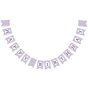 Bannière À Fanions Pois violets Joyeux anniversaire