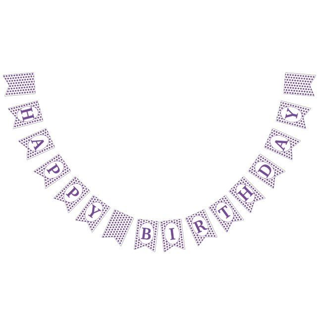 Bannière À Fanions Pois violets Joyeux anniversaire (Tout)