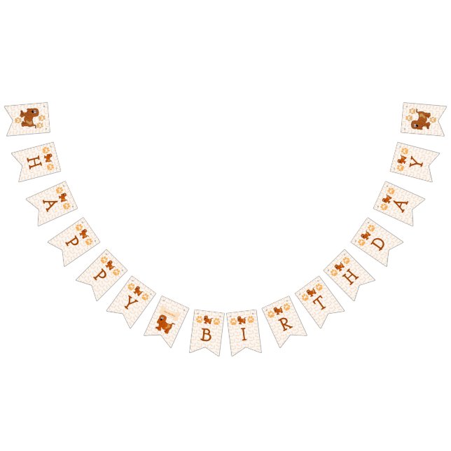 Bannière À Fanions Poochtastic HAPPY BIRTHDAY Nom Opt. on Flag 7 (Tout)