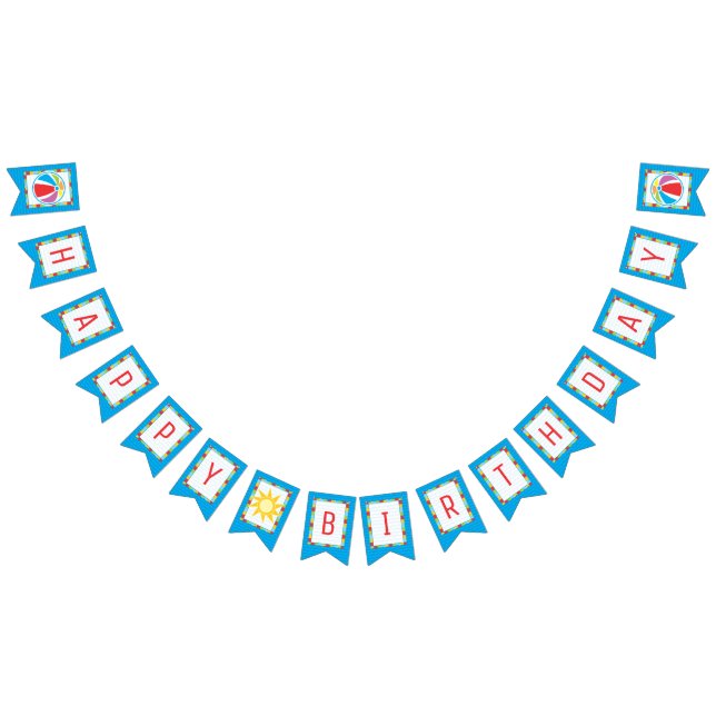 Bannière À Fanions Pool Party Beach Ball Anniversaire Bunthday (Tout)