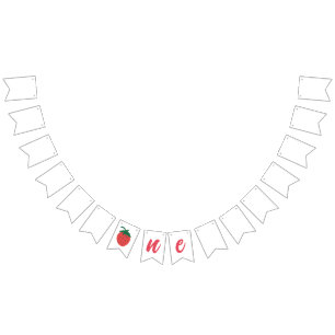 Bannière À Fanions Premier anniversaire de fraise