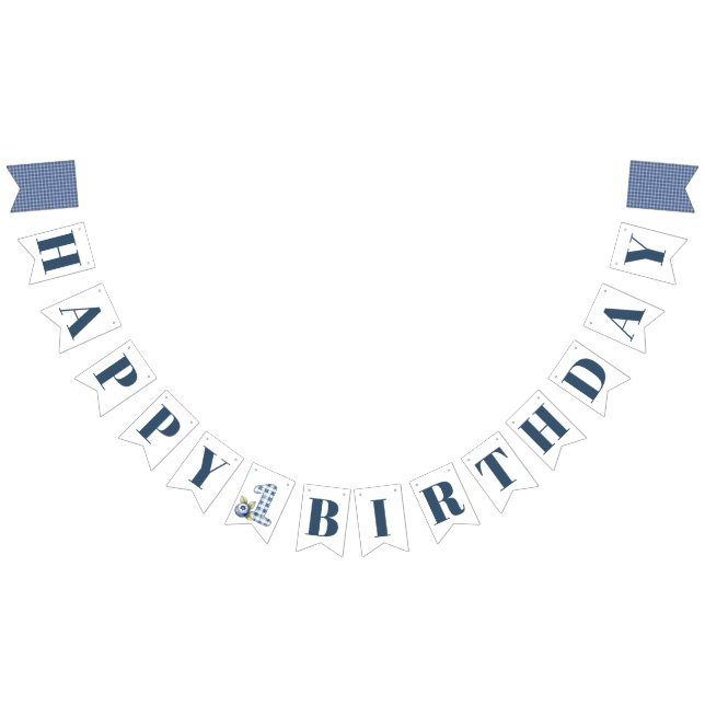 Bannière À Fanions Premier anniversaire de l'enfant aux bleuets (Tout)