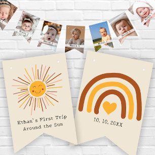 Bannière À Fanions Premier Voyage Autour Du Soleil Personnalisé 1Er A