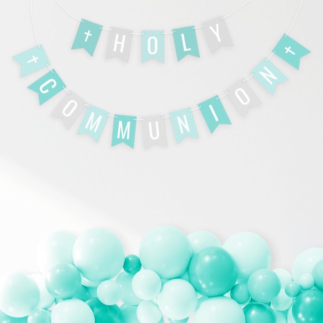 Bannière À Fanions Première Sainte Communion Fête Fille Argent Sarcel (Créateur téléchargé)