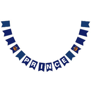 Bannière À Fanions Prince royal Crown et baby shower de bleu royal
