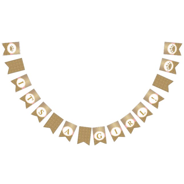 Bannière À Fanions Princess Pink Gold Banner C'est un Baby shower fil (Tout)