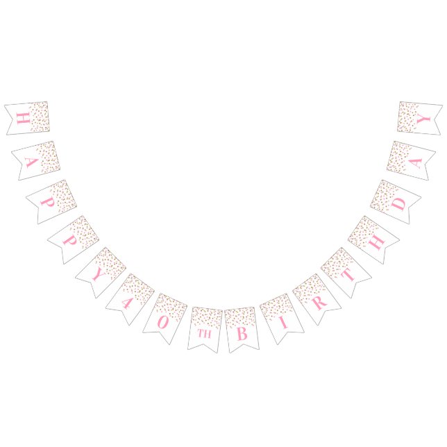 Bannière À Fanions Quarantième confettis heureux d'or de rose de (Tout)