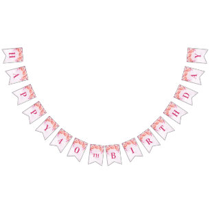 Bannière À Fanions Quarantième fleurs heureuses d'aquarelle de rose