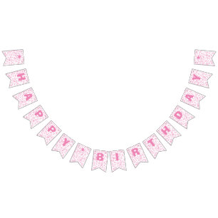 Bannière À Fanions quarantième Rose et blanc de motif de nombre
