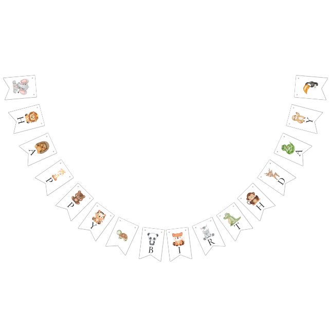 Bannière À Fanions Quatre fois safari sauvage 4ème anniversaire (Tout)