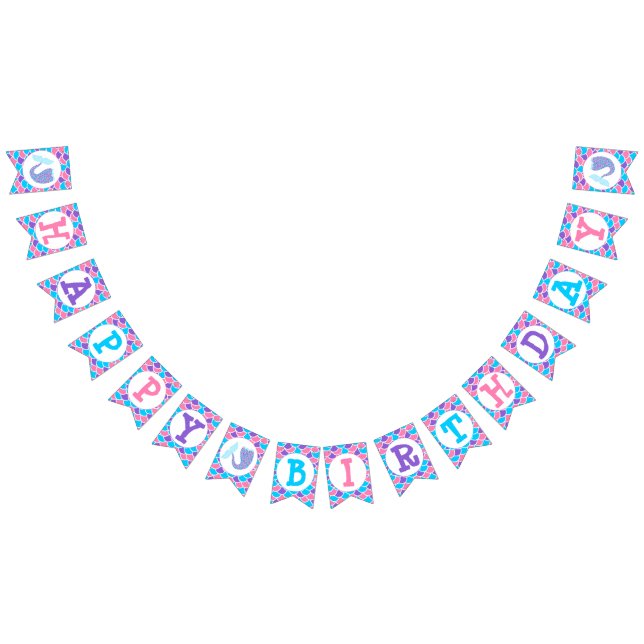 Bannière À Fanions Queue de sirène de Whimsical Joyeux anniversaire (Tout)