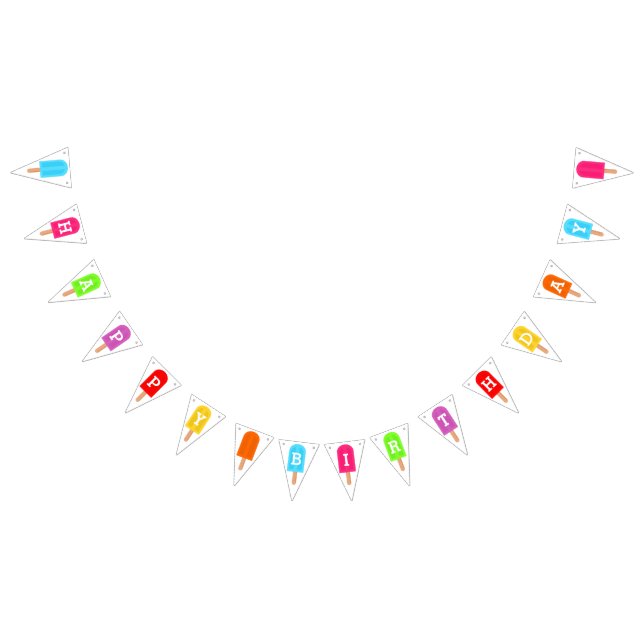 Bannière À Fanions Rainbow Popsicles Enfants Joyeux anniversaire (Tout)