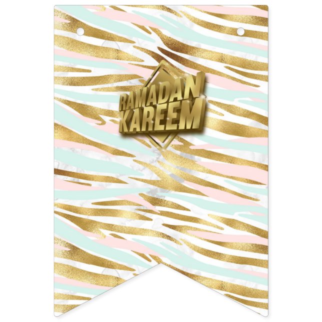 Bannière À Fanions Ramadan kareem fleurs (Cinquième drapeau)