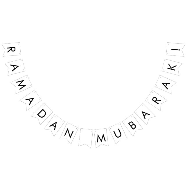 Bannière À Fanions Ramadan noir et blanc moderne Moubarak Pennant (Tout)