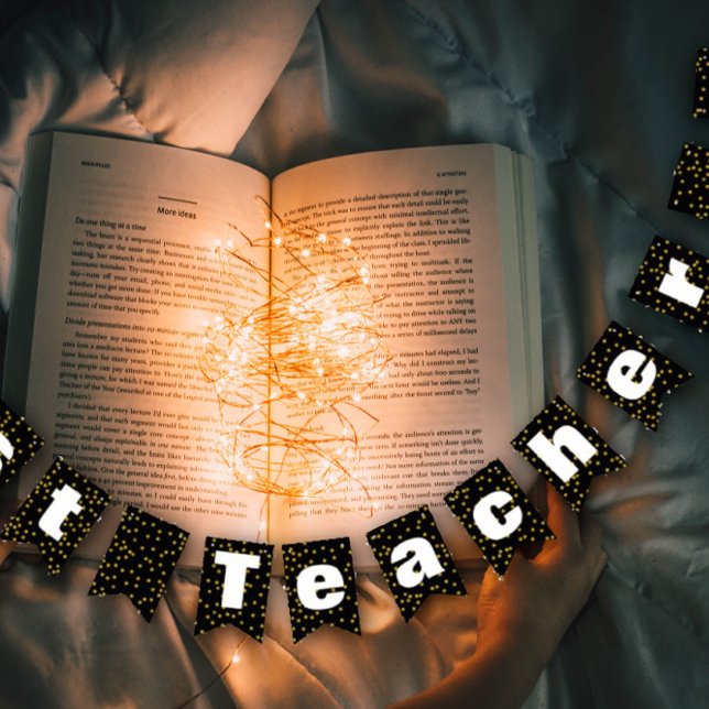 Bannière À Fanions Random Gold Motif meilleur enseignant (Créateur téléchargé)