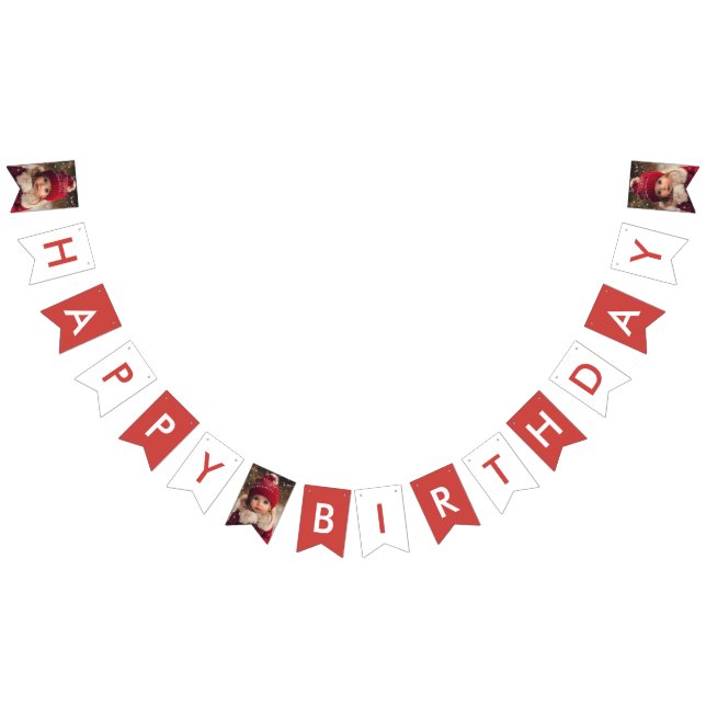 Bannière À Fanions Red Winter Bear & Snowmen Joyeux anniversaire (Tout)