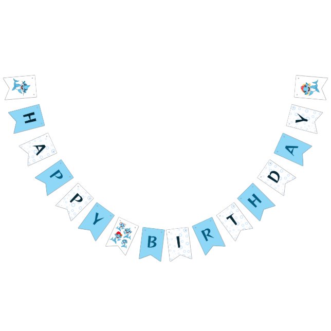 Bannière À Fanions Requins d'anniversaire (Tout)