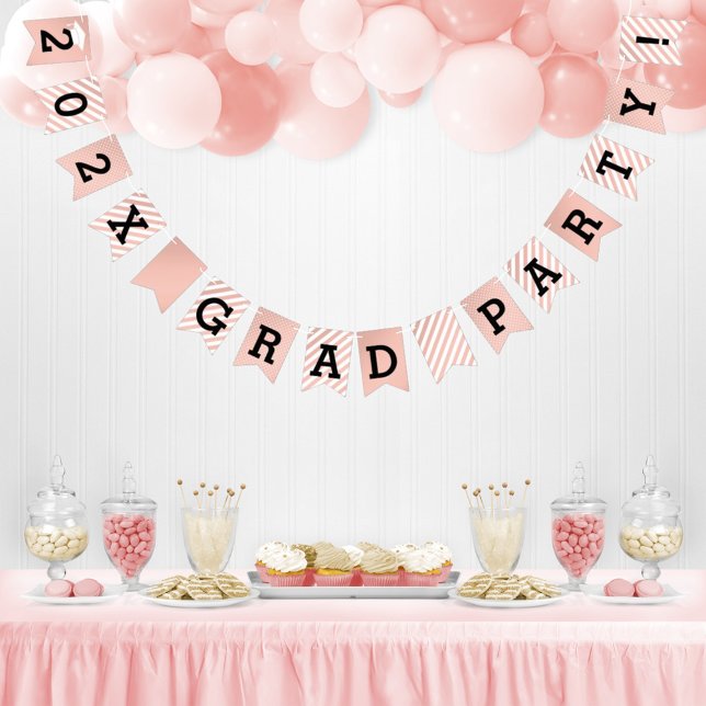 Bannière À Fanions Rose Gold Moderne 2025 Grad Party Grad Grad Grad (Créateur téléchargé)