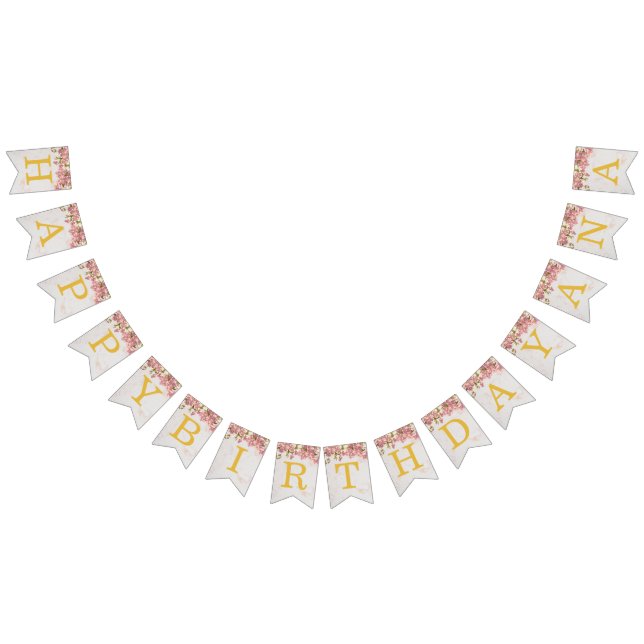 Bannière À Fanions Rose Joyeux Anniversaire 3 Lettre Nom Orchidées Fi (Tout)