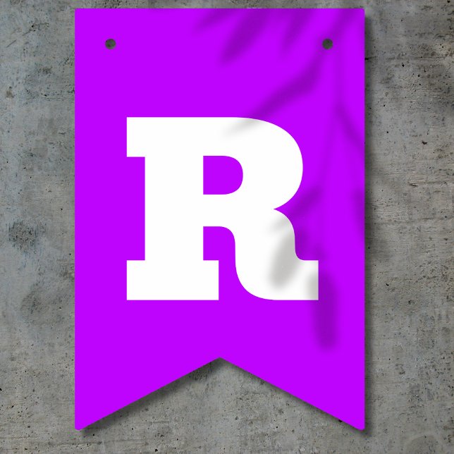 Bannière À Fanions Rose néon et blanc couleur | Personnaliser  (Créateur téléchargé)