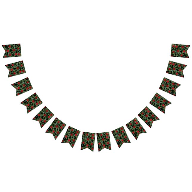 Bannière À Fanions Rose rouge noir Mariage gothique foncé (Tout)