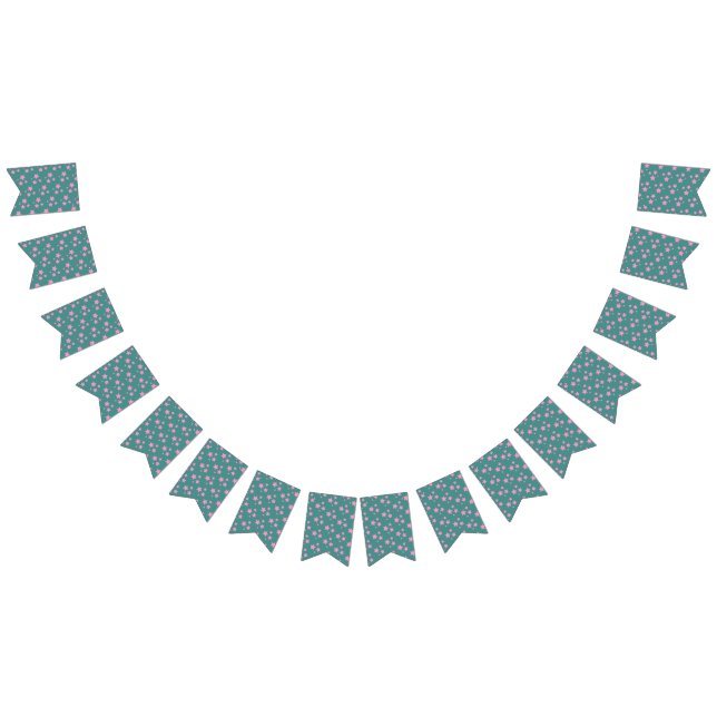 Bannière À Fanions Rose Vert Bleu Turquoise Étoiles Design moderne (Tout)