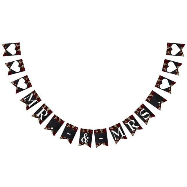 Bannière À Fanions Roses rouges crânes Fleurs noires Gothique M. et M (Tout)