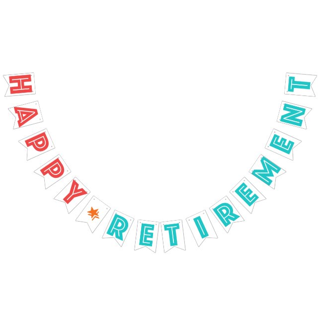 Bannière À Fanions Rouge de corail de RETRAITE HEUREUSE, turquoise, (Tout)