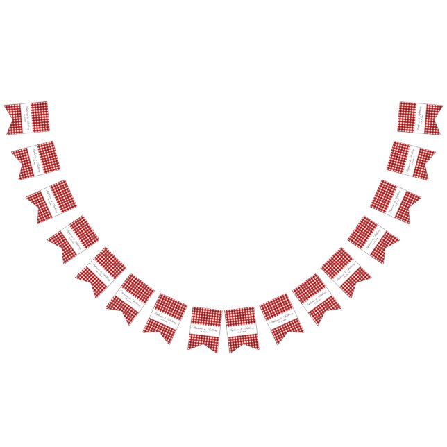 Bannière À Fanions Rouge et blanc En vichy Motif Barbeque Mariage (Tout)