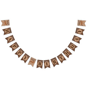 Bannière À Fanions Rustic Horse Faux Cuir Personnalisé Anniversaire