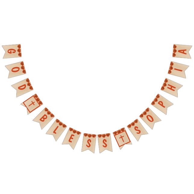 Bannière À Fanions Rustique Dieu béni Baptême Communion Red Poppy Gir (Tout)