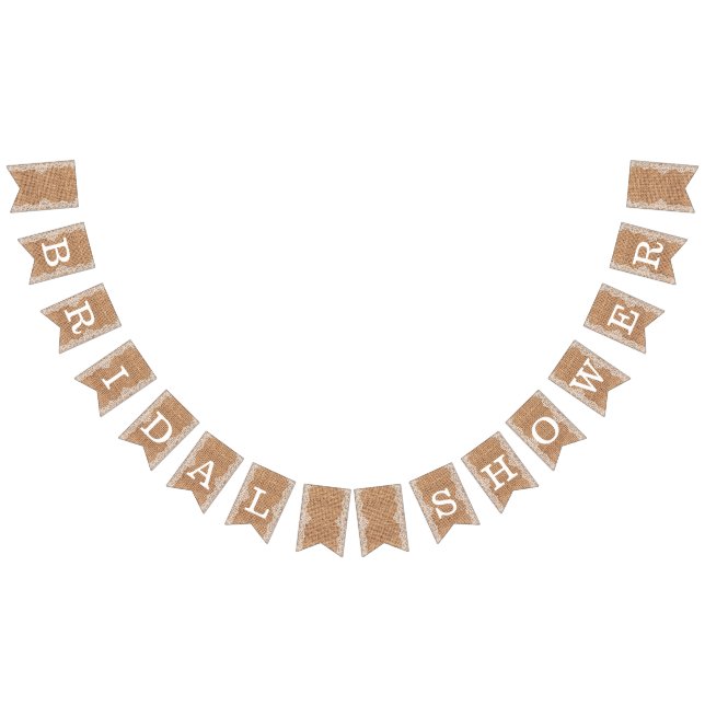 Bannière À Fanions Sacoche Rustique Burlap avec dentelle blanche. Fêt (Tout)